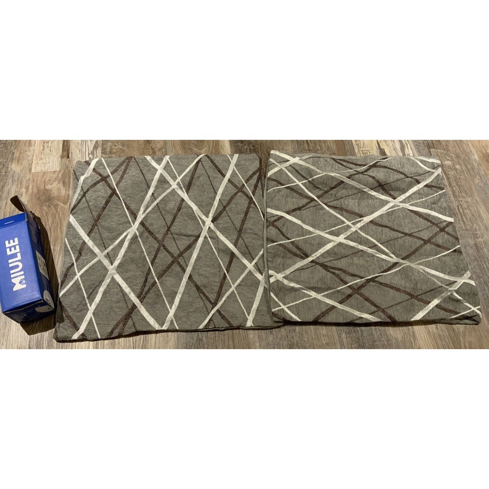 Miulee 2pk Abstract Print Gray Pillowcases Super Soft Full Zipper Close  20"x20"
